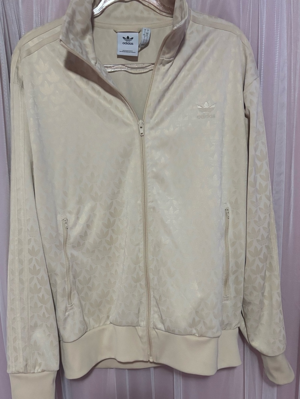 adidas Men’s Cream Track Jacket - Classic Trefoil Zip-Up